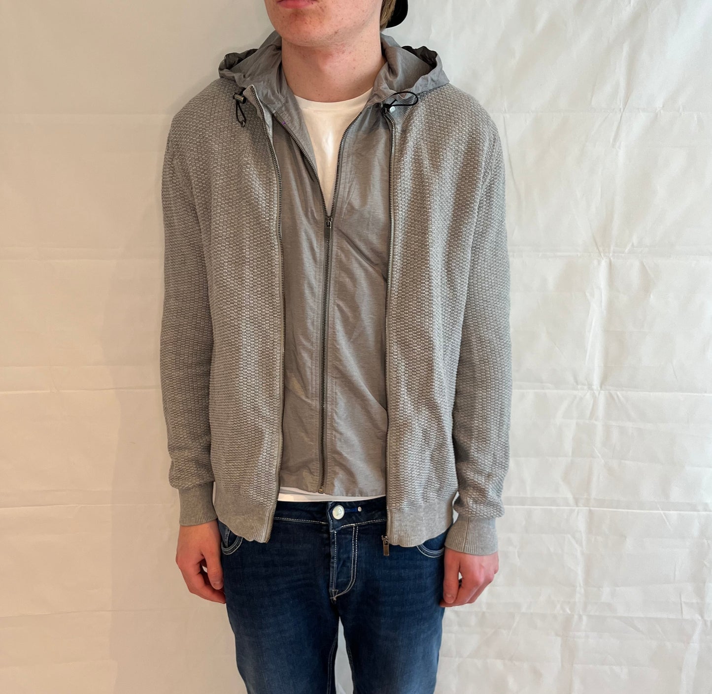 Massimo Dutti Dubble Zip Cardigan Grey Men's