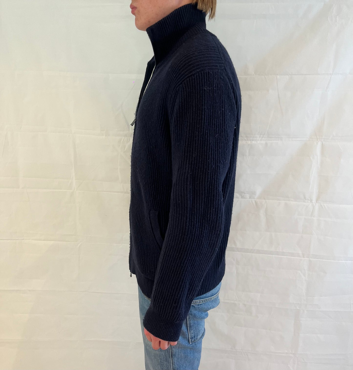 Massimo Dutti Full Zip Cardigan Blue Men's