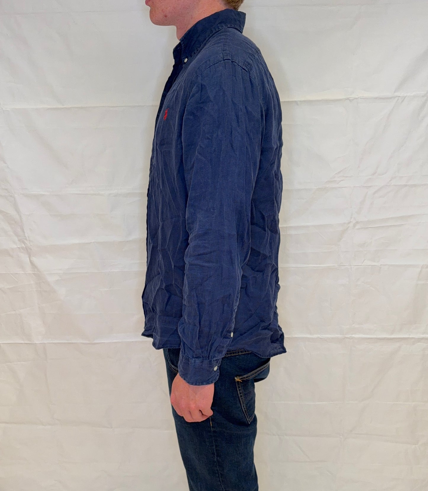 Polo Ralph Lauren Slim Fit Linen Shirt Blue Men's