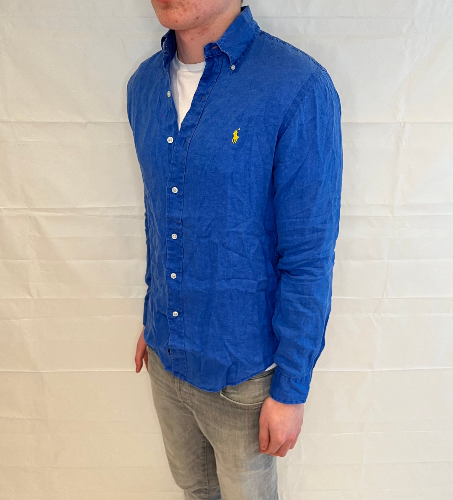 Polo Ralph Lauren Slim Fit Linen Shirt Blue Men's