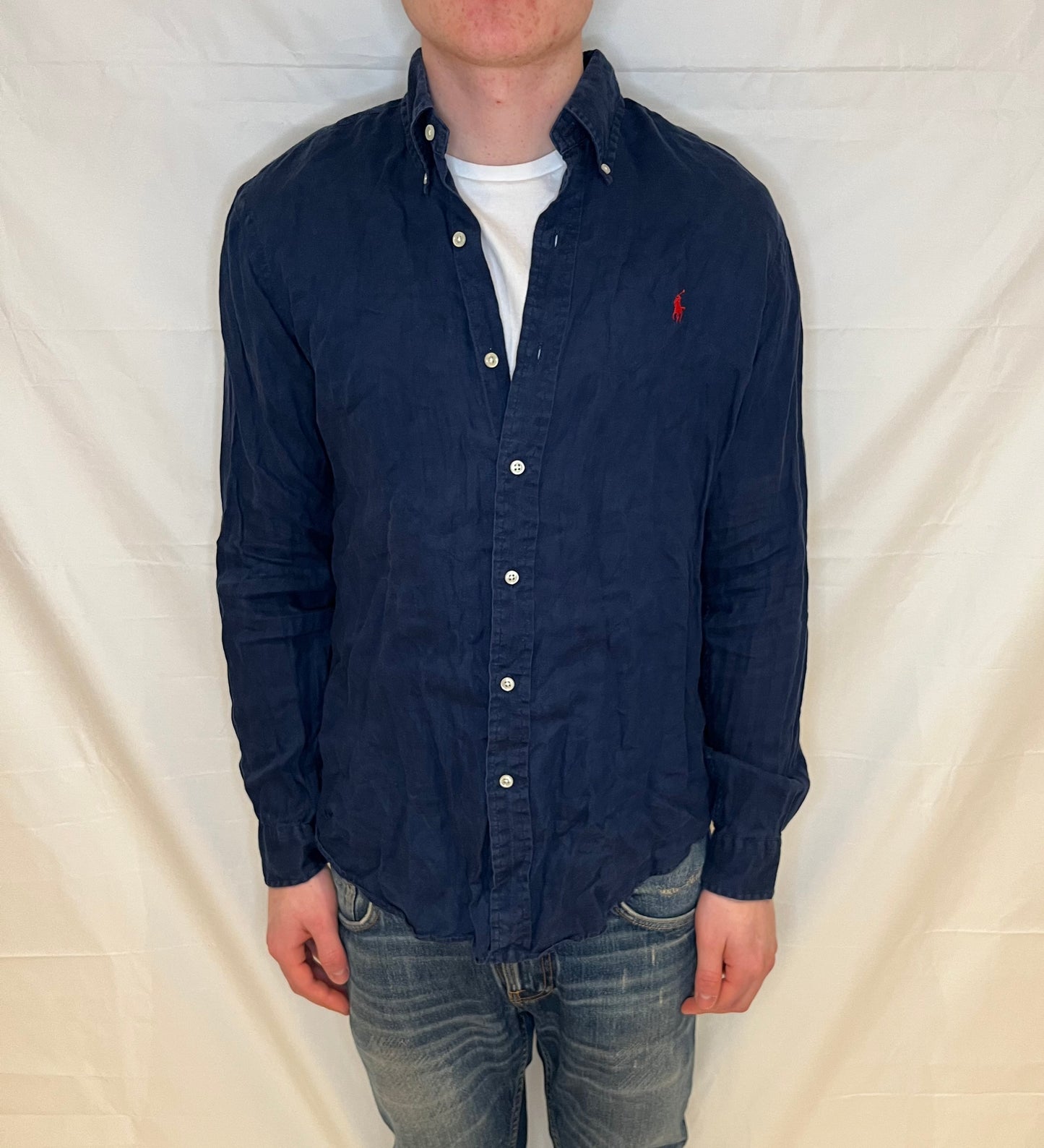 Polo Ralph Lauren Custom Fit Linen Shirt Blue Men's