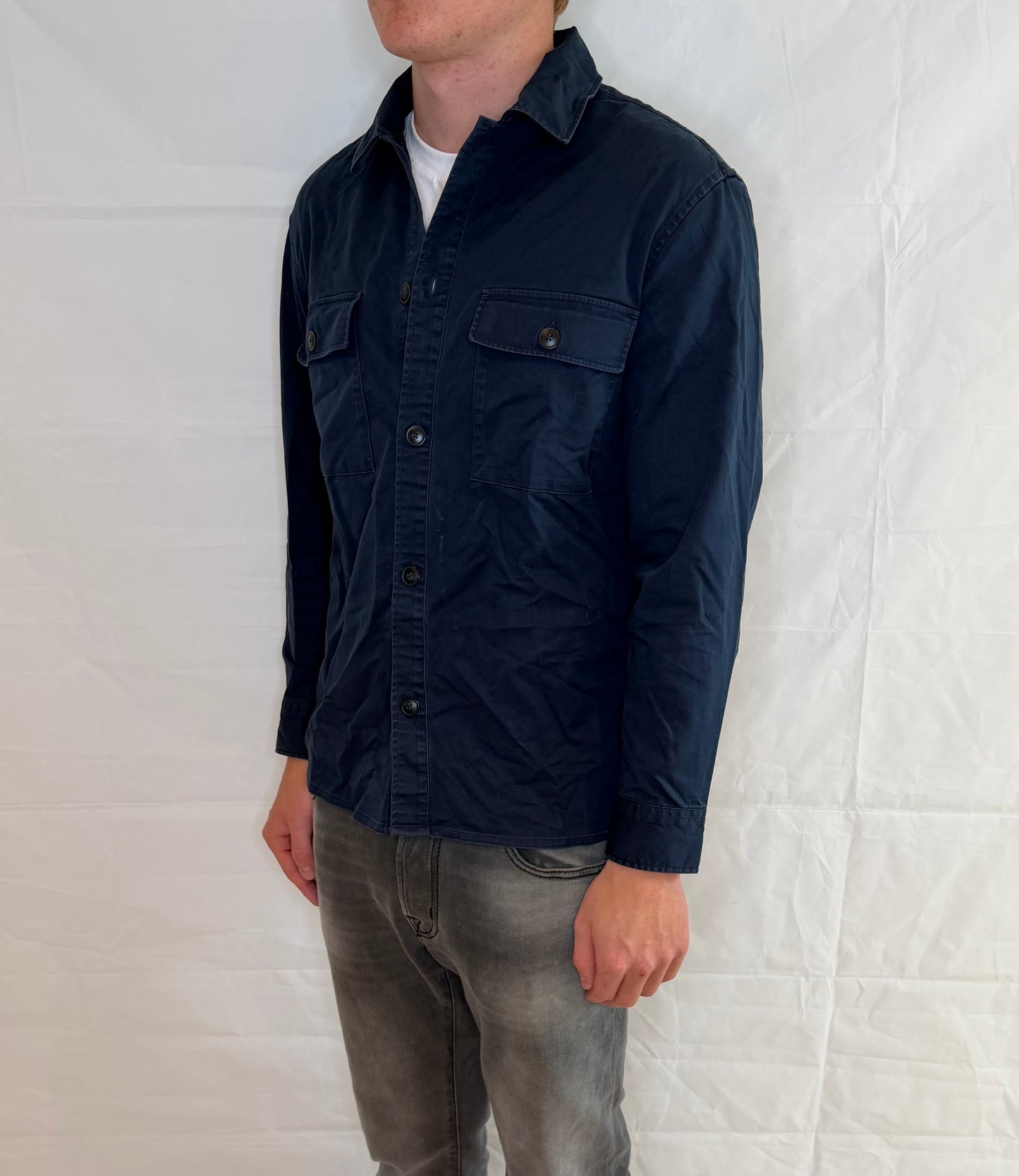 Mango Overshirt Blue Men's