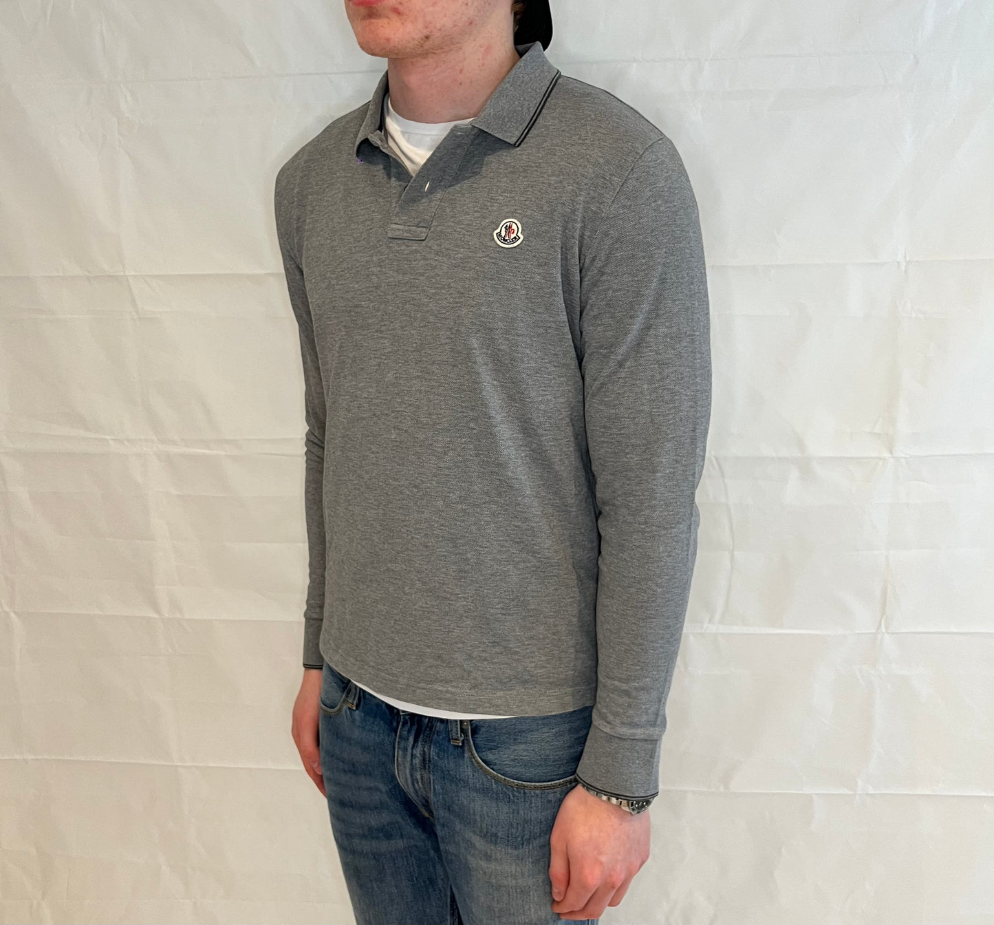 Moncler Polo Long Sleeve Men's Grey