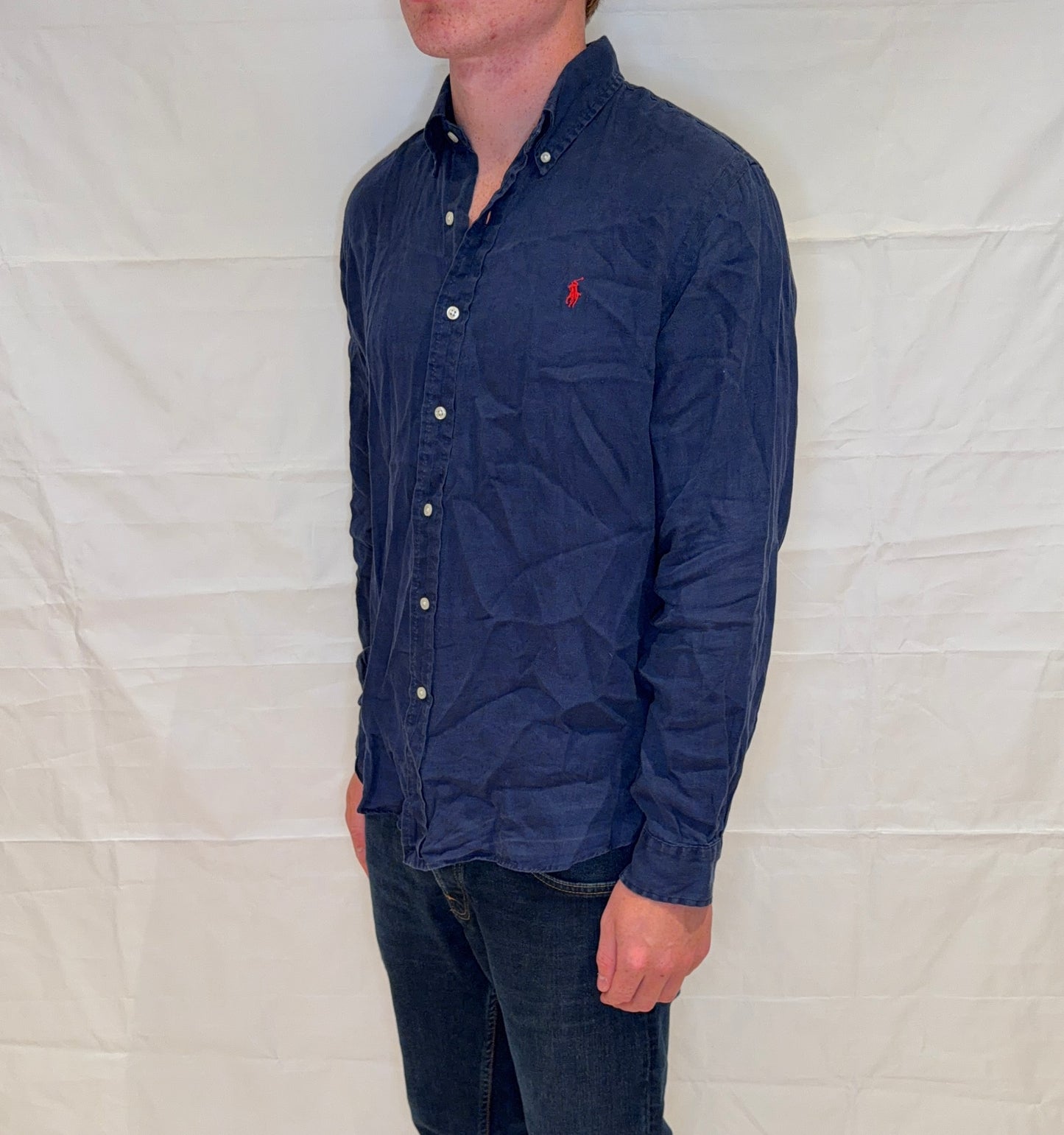 Polo Ralph Lauren Slim Fit Linen Shirt Blue Men's