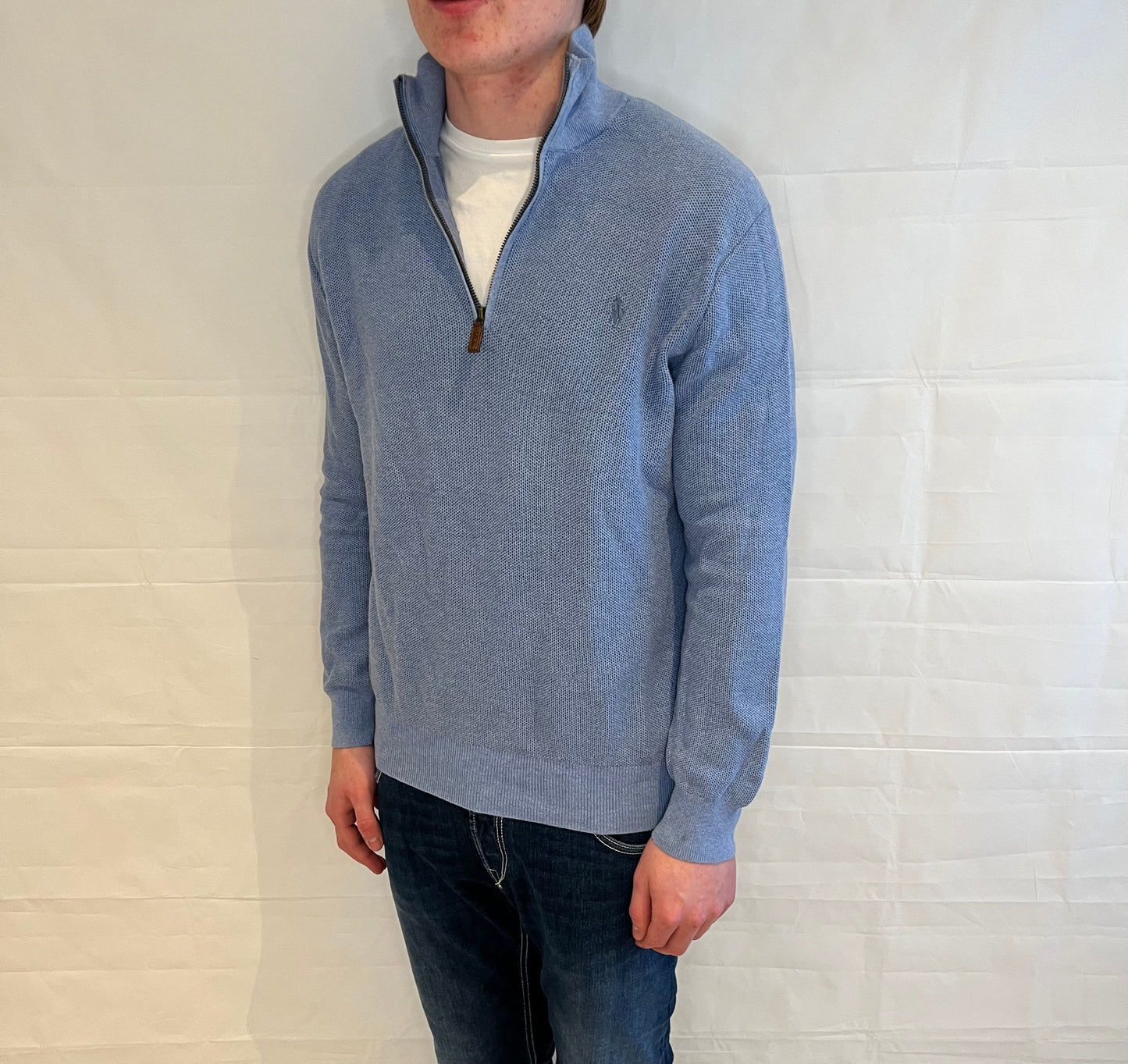 Polo Ralph Lauren Prima Cotton Half Zip Light Blue Men's
