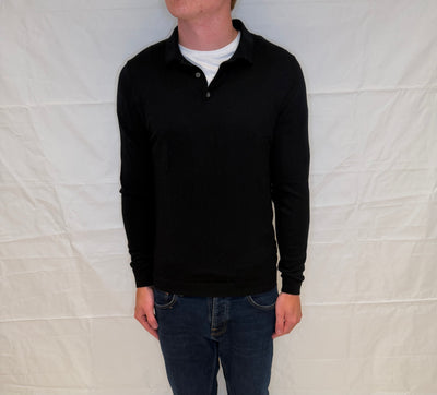 Massimo Dutti Polo Long Sleeve Black Men's