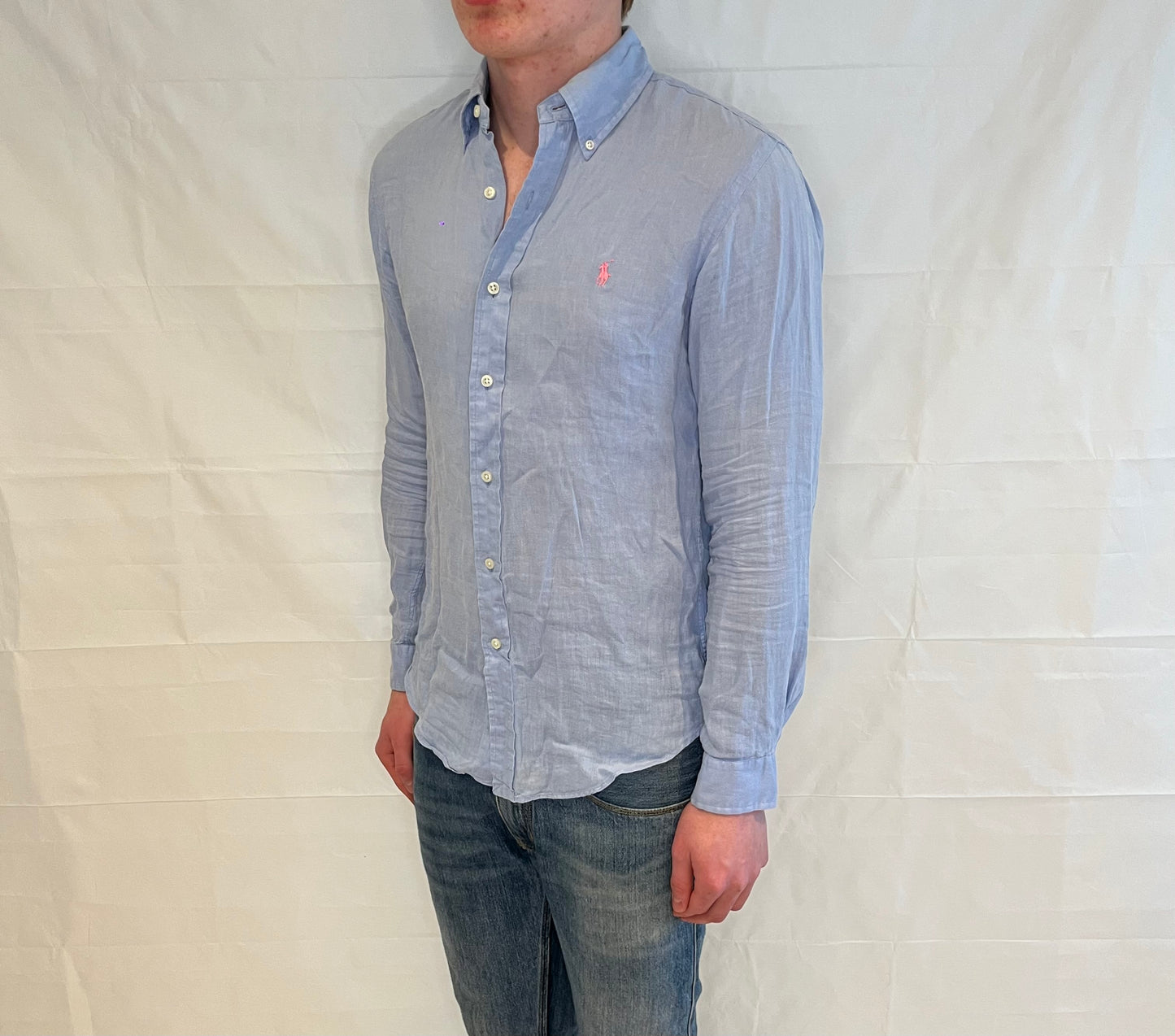 Polo Ralph Lauren Slim Fit Linen Shirt Light Blue Men's