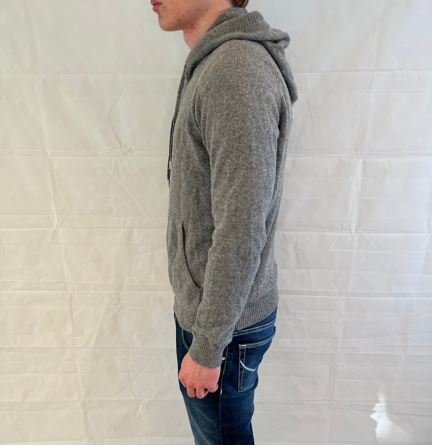 Mango Cashmere Mix Hoodie Grey Men's