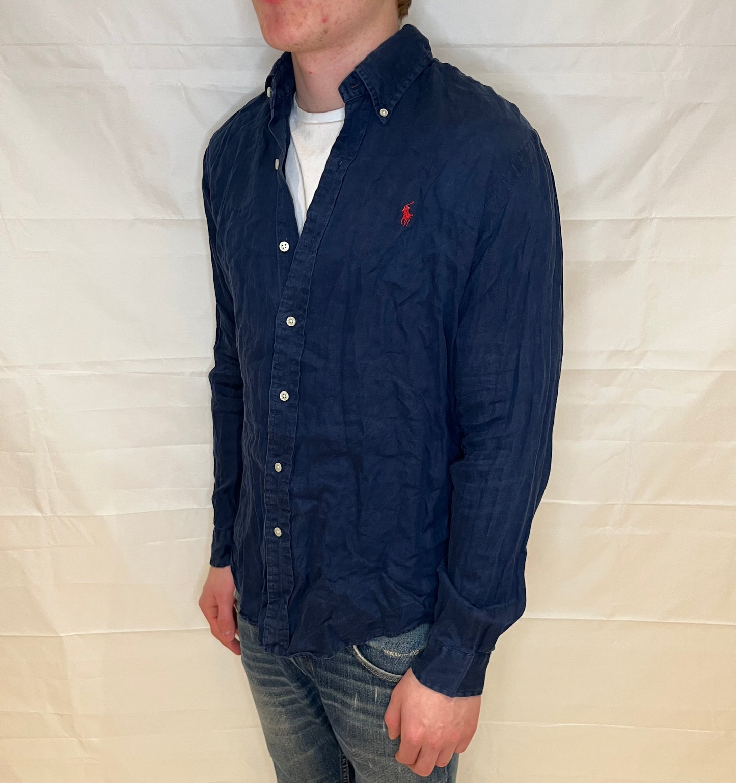 Polo Ralph Lauren Custom Fit Linen Shirt Blue Men's