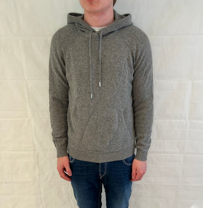 Mango Cashmere Mix Hoodie Grey Men's