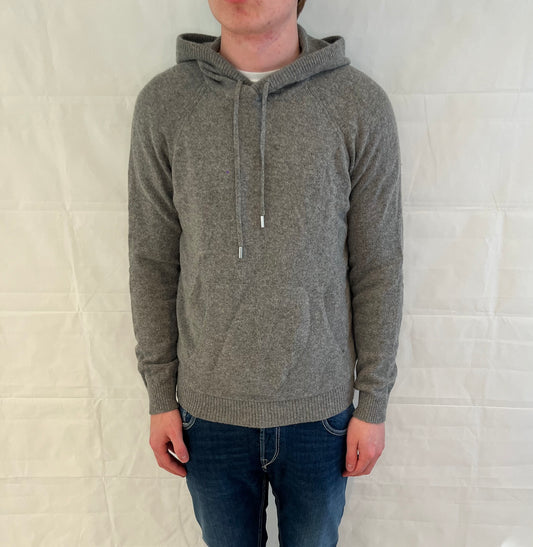 Mango Cashmere Mix Hoodie Grey Men's