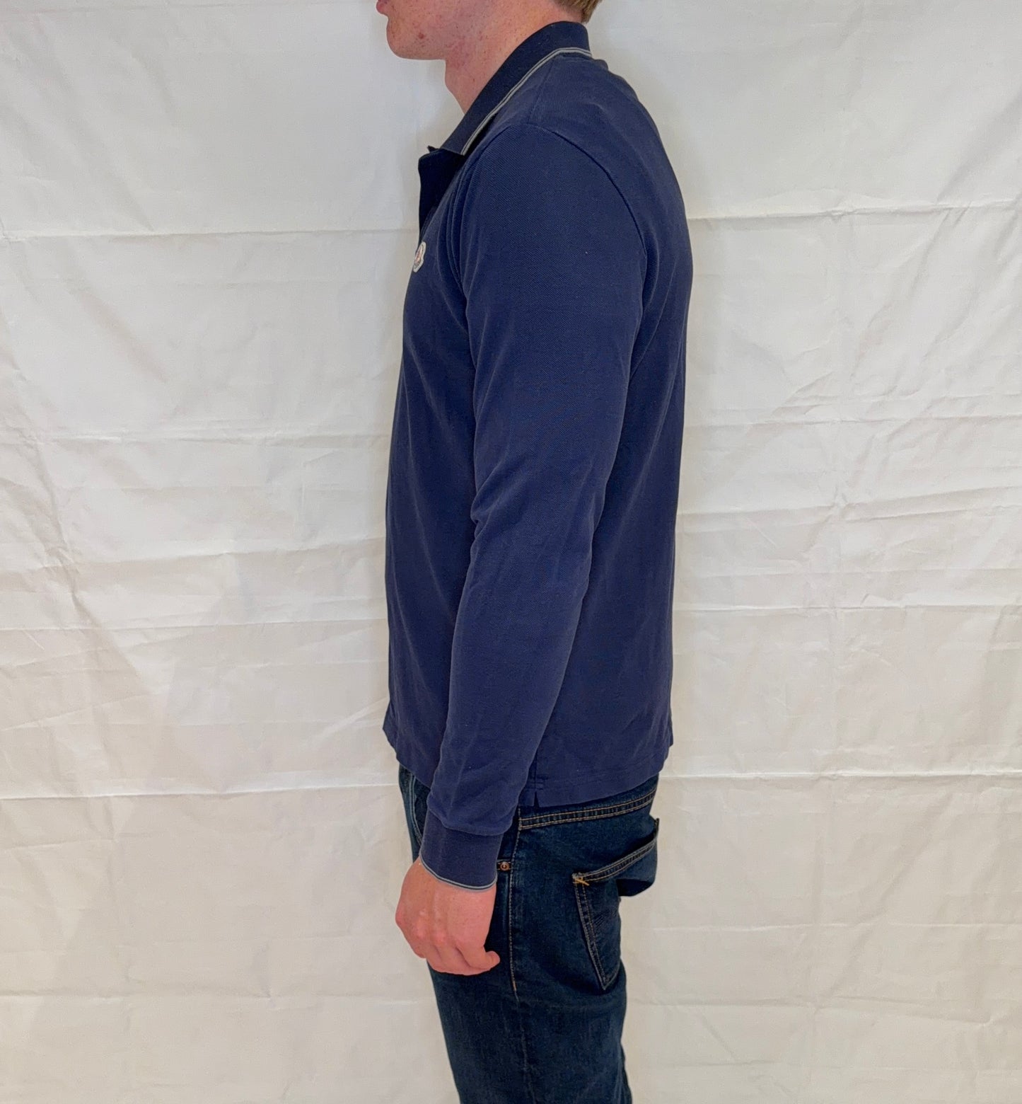 Moncler Polo Long Sleeve Men's Blue