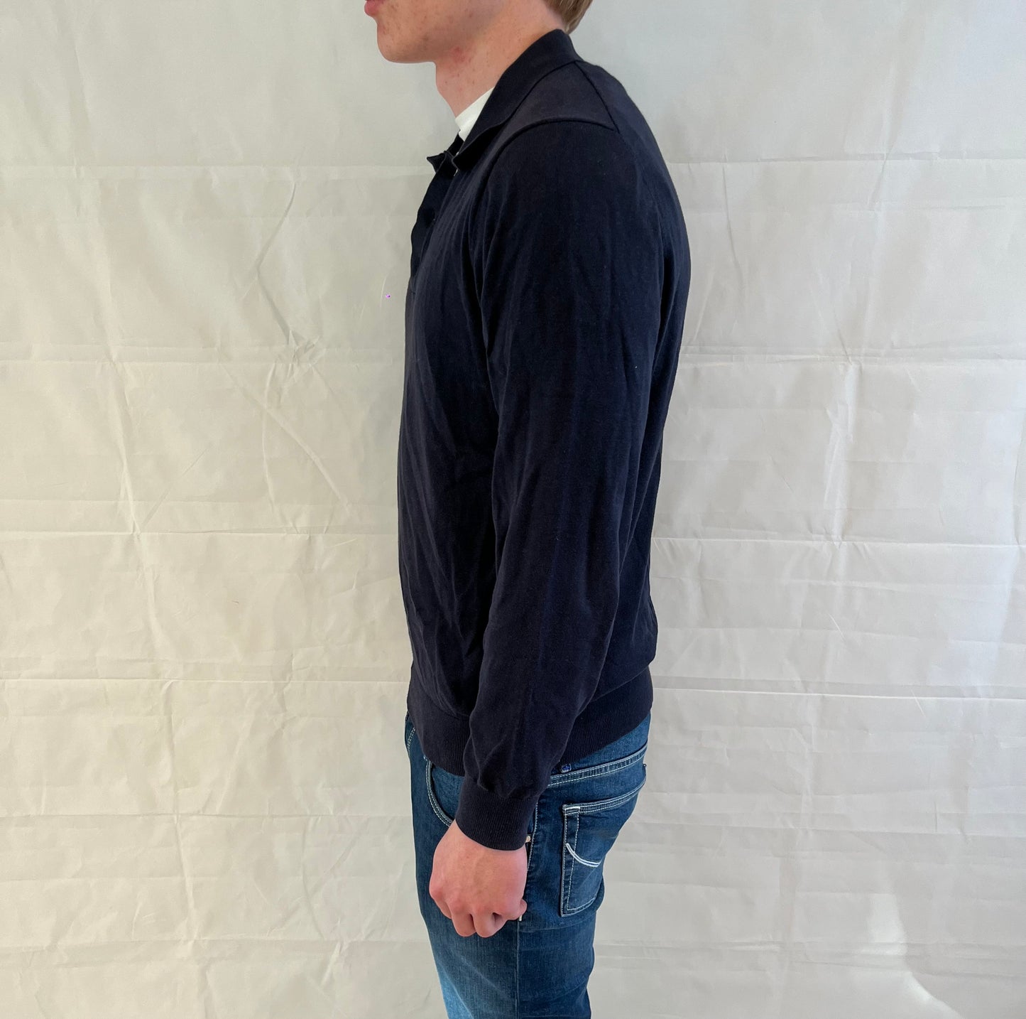 Massimo Dutti Polo Long Sleeve Blue Men's