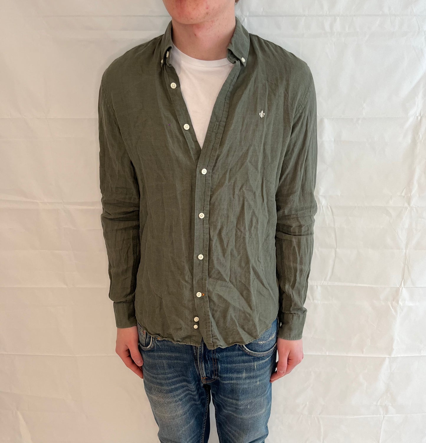 Morris Linen Shirt Olive Green Men's