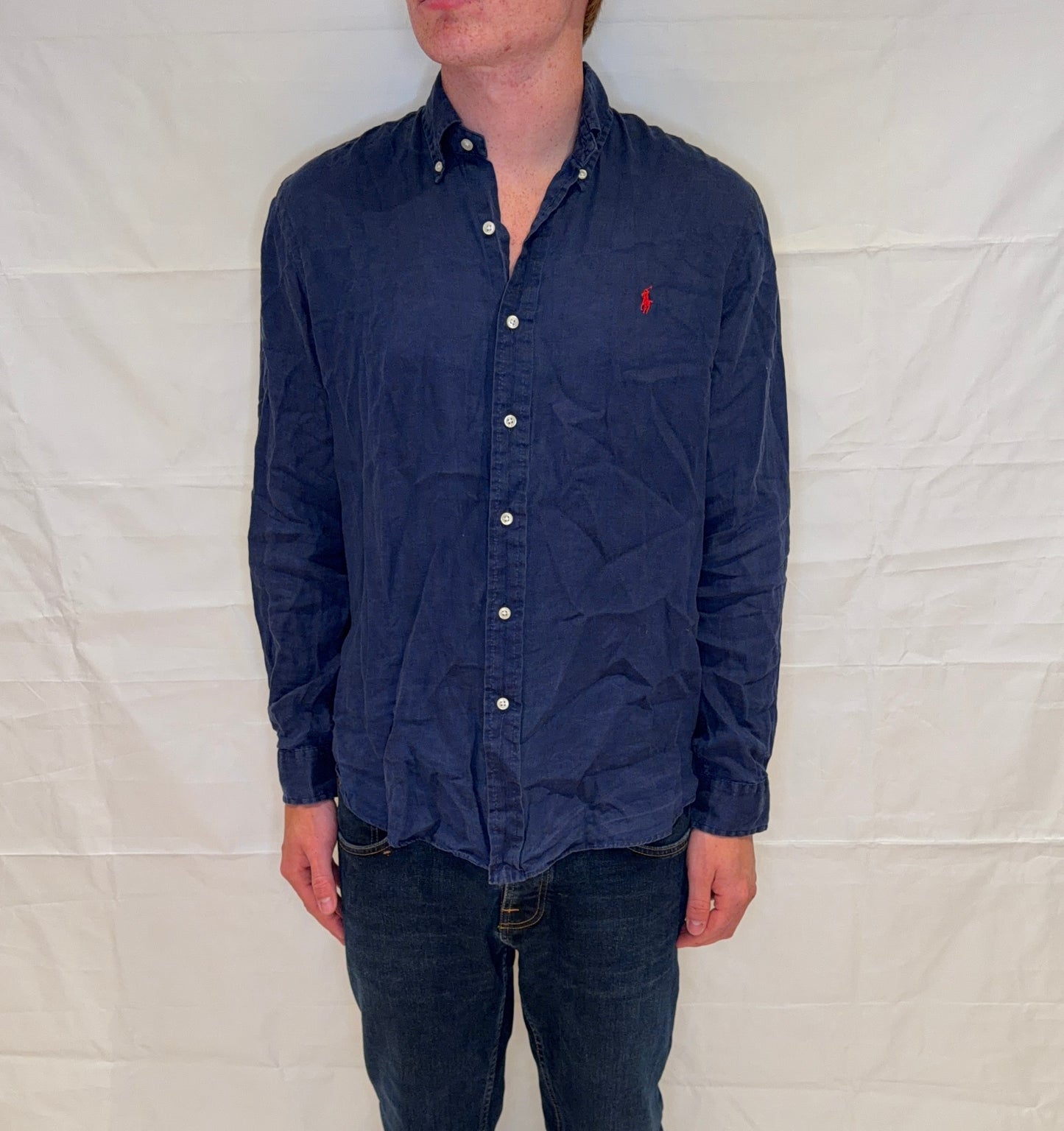 Polo Ralph Lauren Slim Fit Linen Shirt Blue Men's