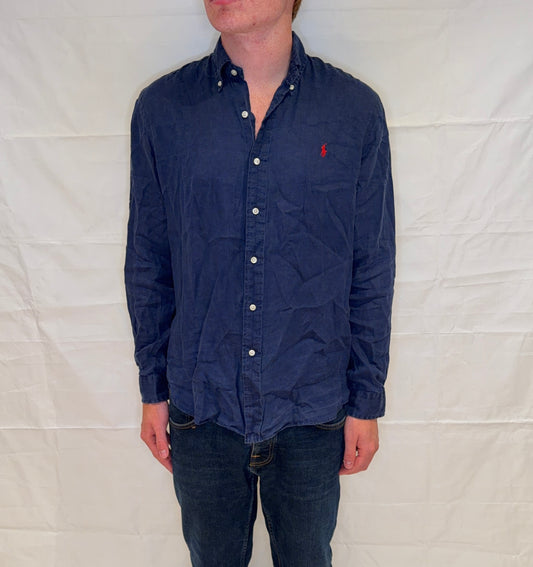 Polo Ralph Lauren Slim Fit Linen Shirt Blue Men's