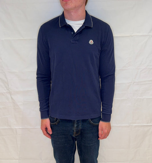 Moncler Polo Long Sleeve Men's Blue