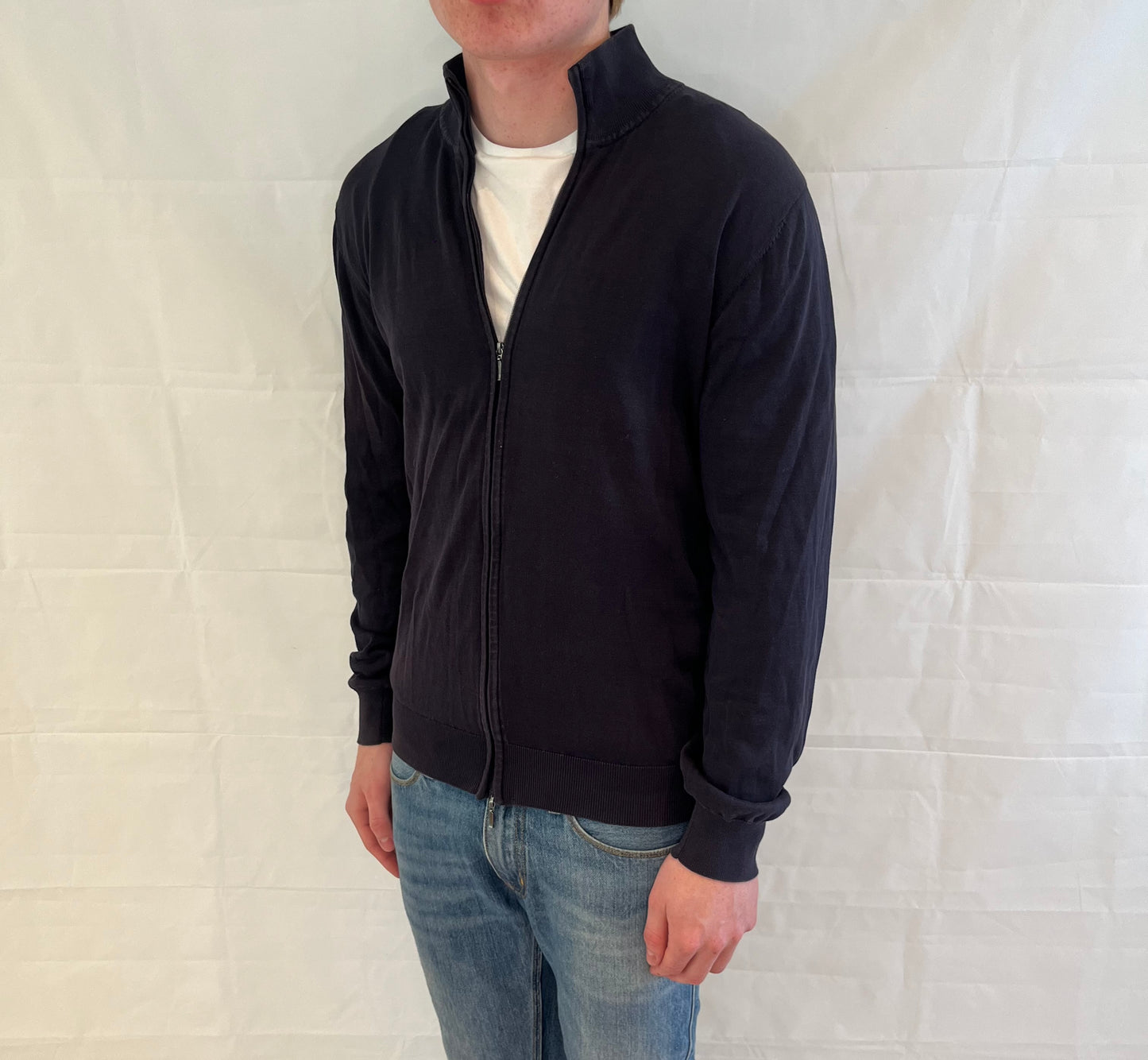 John Henric Full Zip Cardigan Blue Men's