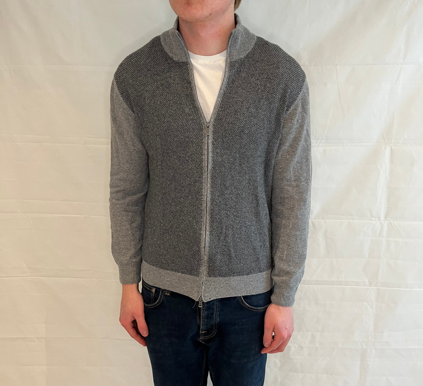 Boggi Milano Cashmere Blend Cardigan Grey Men's