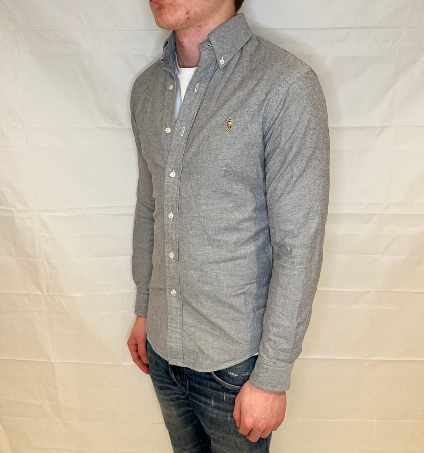 Polo Ralph Lauren Slim Fit Stretch Oxford Shirt Grey Men's