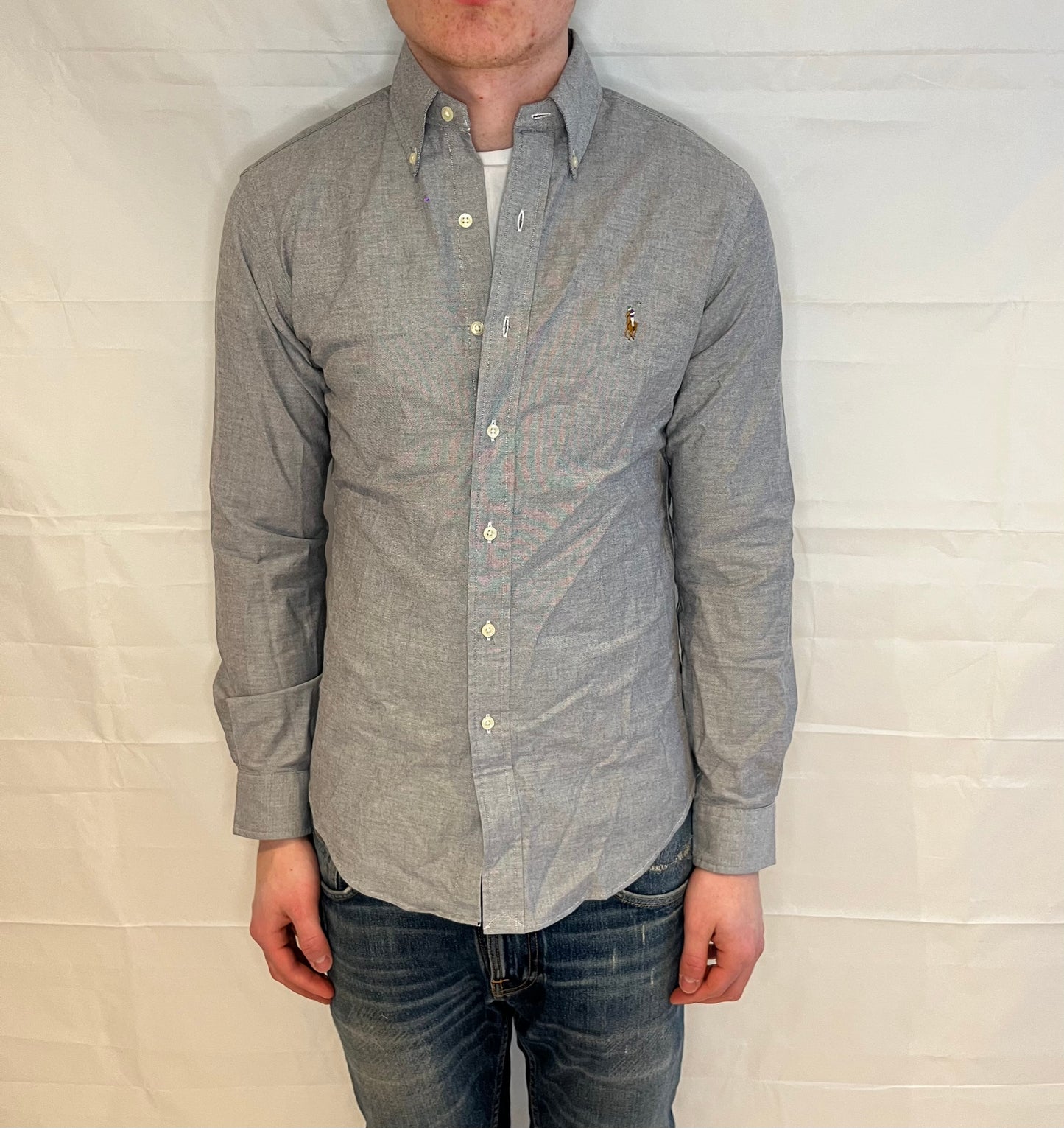Polo Ralph Lauren Slim Fit Stretch Oxford Shirt Grey Men's