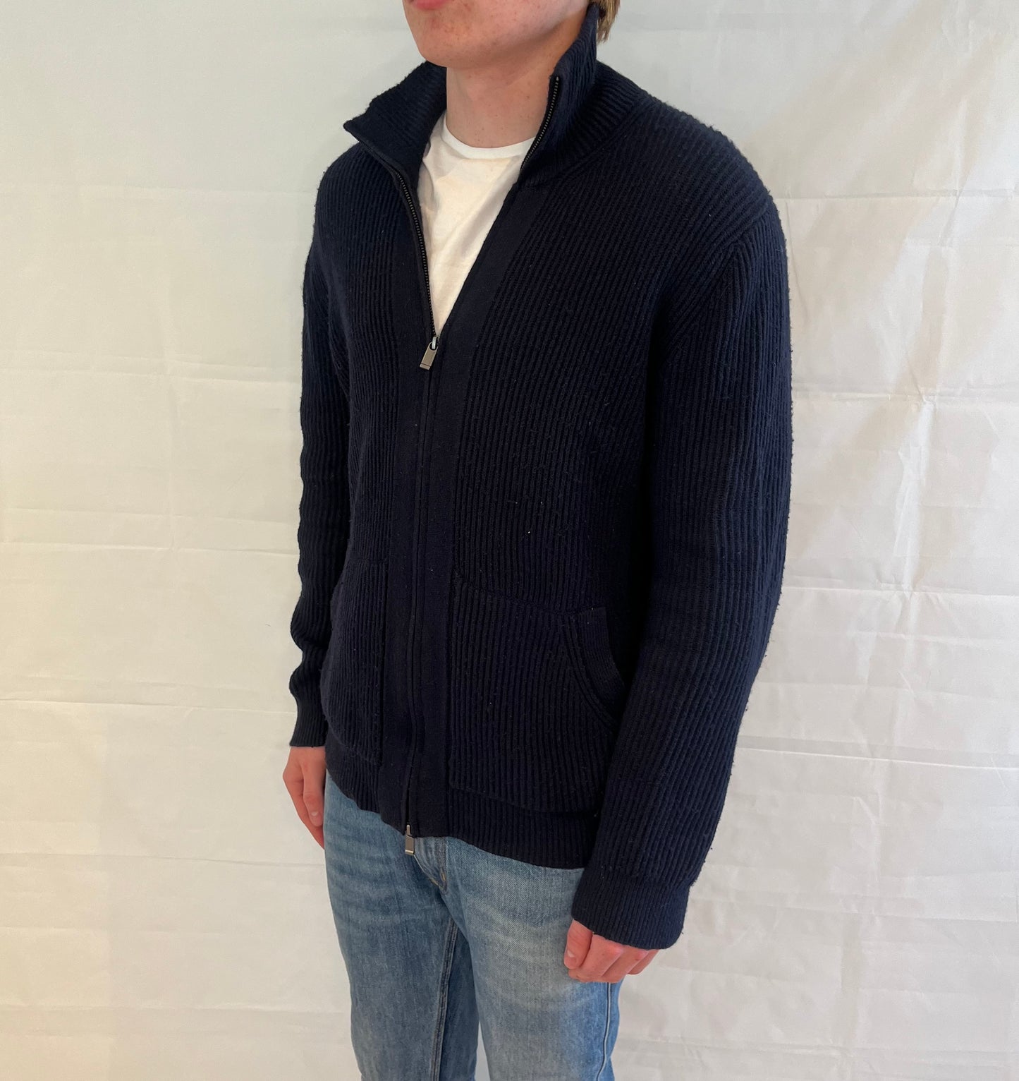 Massimo Dutti Full Zip Cardigan Blue Men's