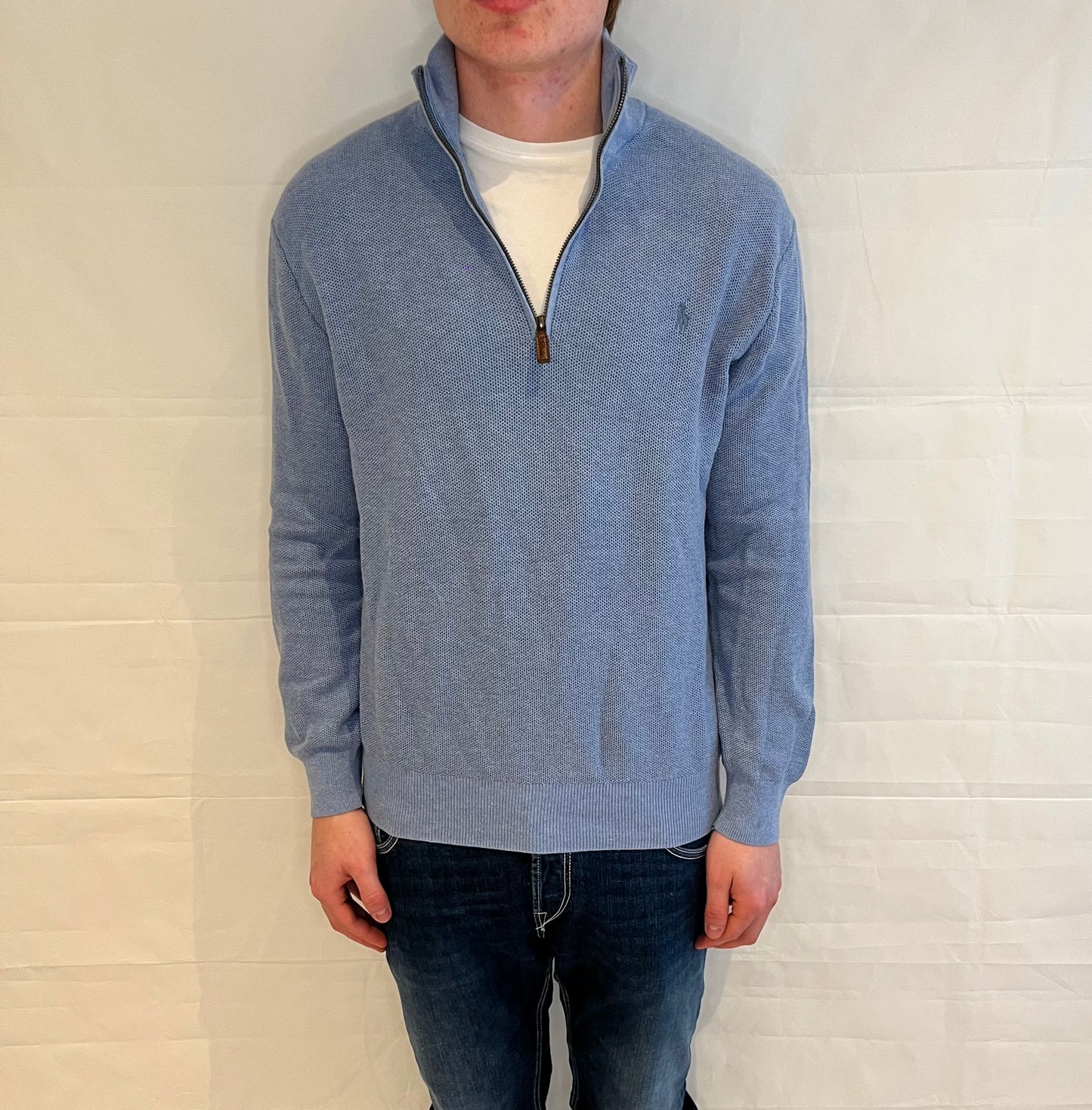 Polo Ralph Lauren Prima Cotton Half Zip Light Blue Men's