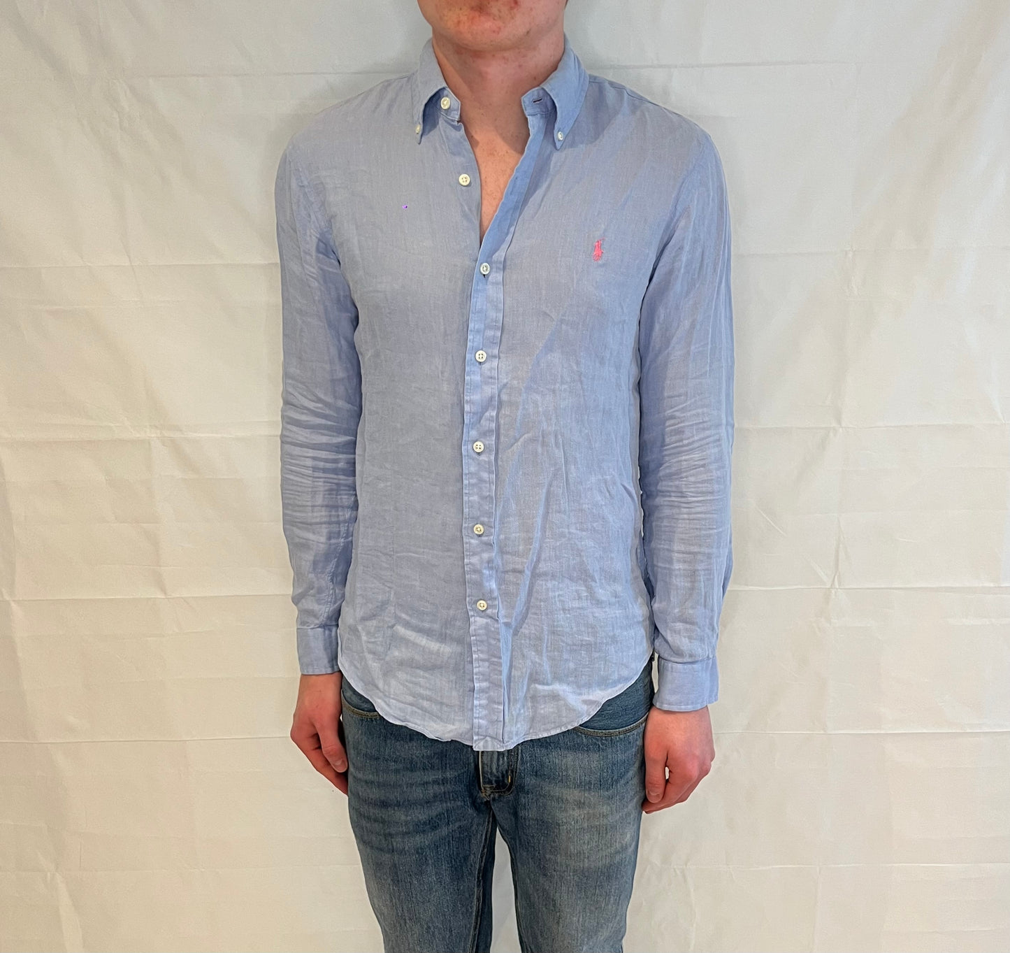 Polo Ralph Lauren Slim Fit Linen Shirt Light Blue Men's
