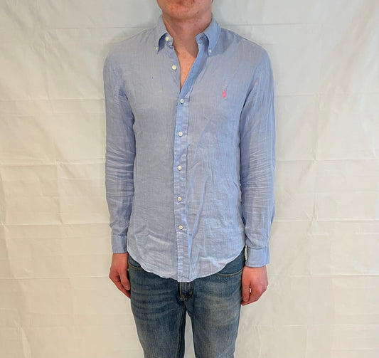 Polo Ralph Lauren Slim Fit Linen Shirt Light Blue Men's