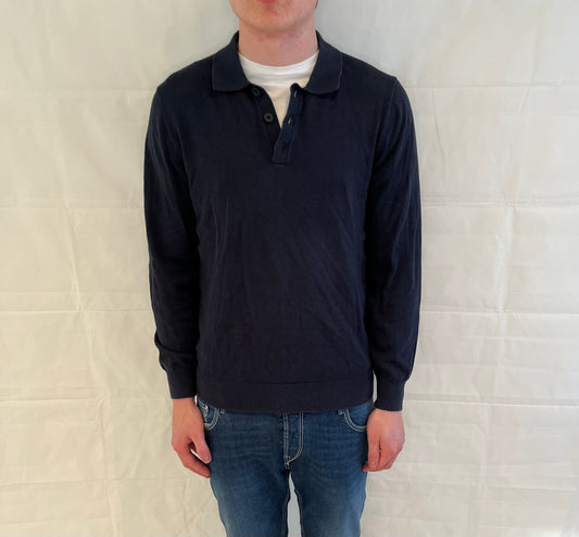 Massimo Dutti Polo Long Sleeve Blue Men's