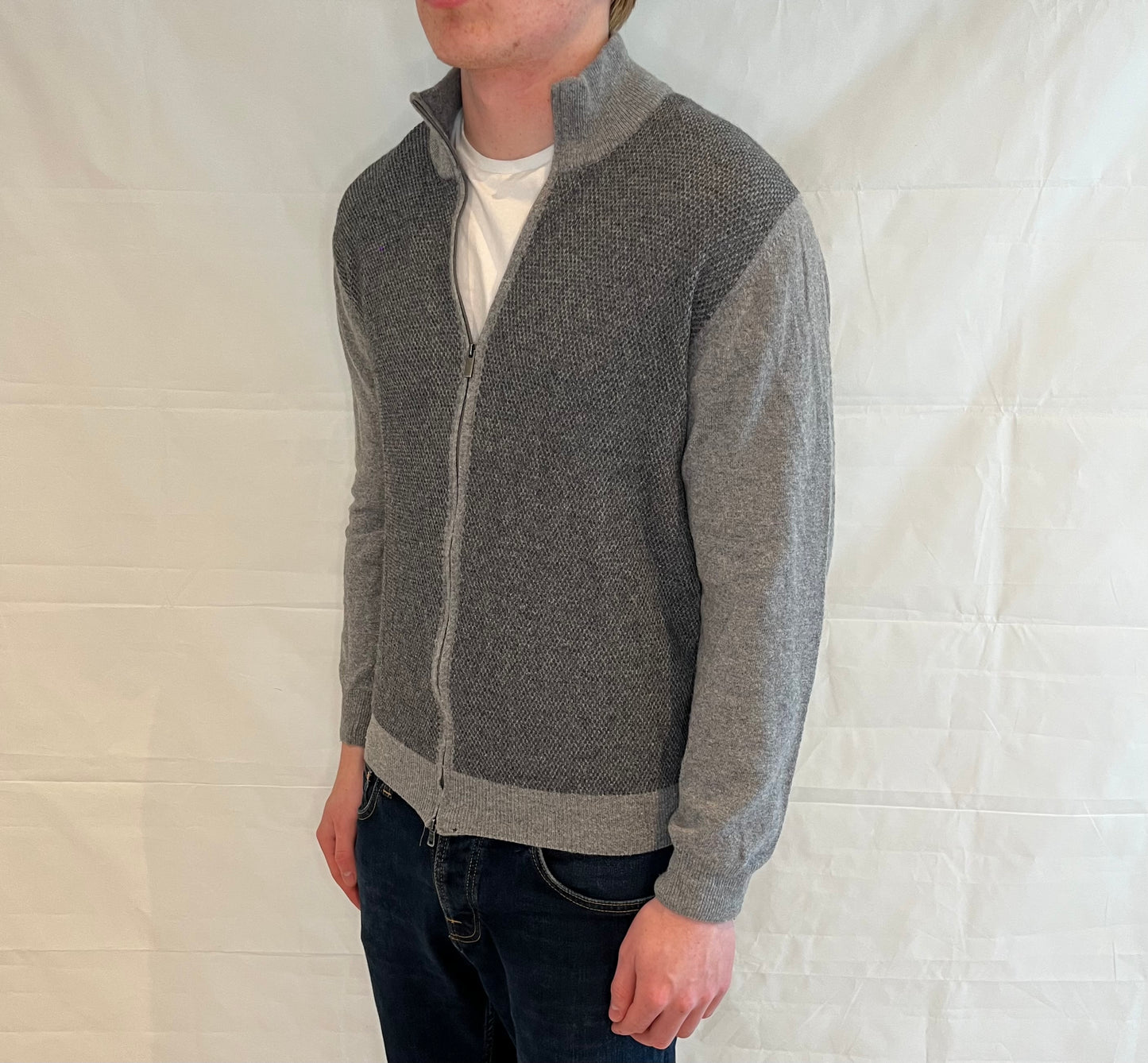 Boggi Milano Cashmere Blend Cardigan Grey Men's