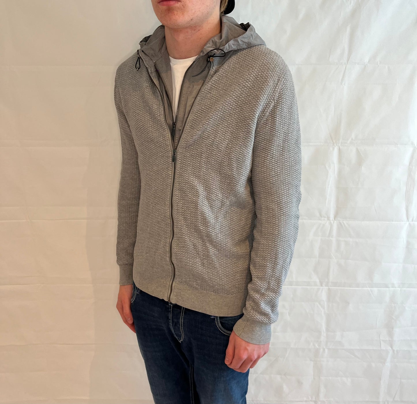 Massimo Dutti Dubble Zip Cardigan Grey Men's