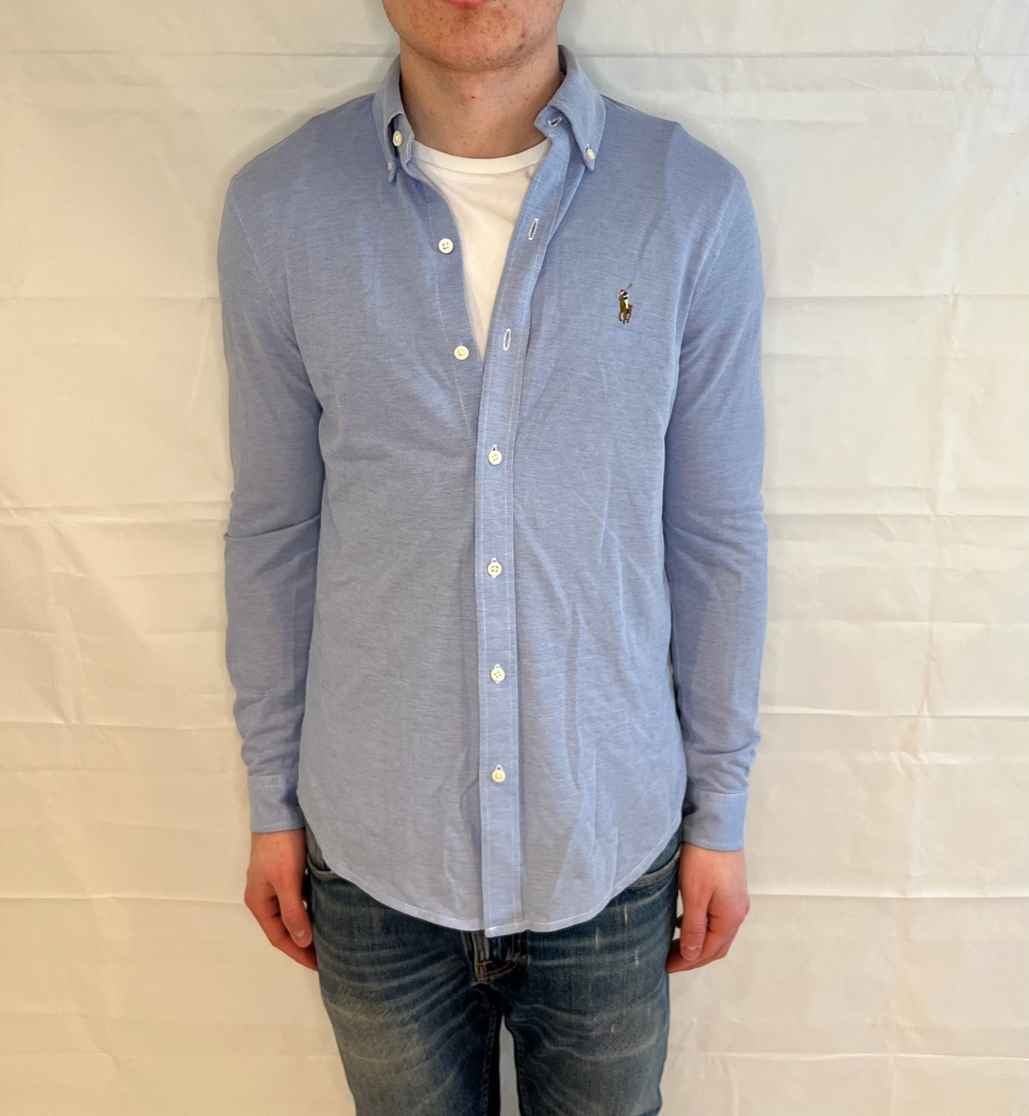Polo Ralph Lauren Knit Oxford Shirt Light Blue Men's